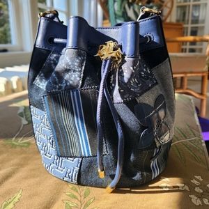 Lauren Ralph Lauren Andie Patchwork Demin Bucket Crossbody